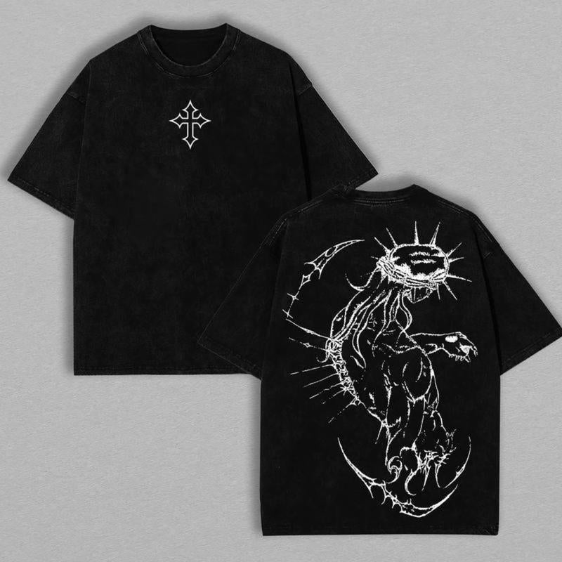 "JJBA Jesus Pump Cover" Oversized Gym T-Shirt – Menswear with Cross Design