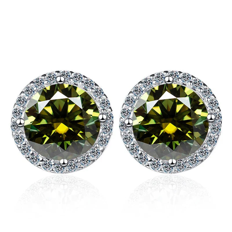 Moissanite Stud Earrings 0.8ct D Color 925 Sterling Silver 18K White Gold